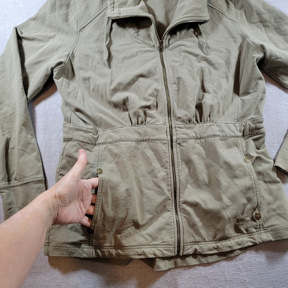 Eddie Bauer Full Zip Jacket Womens Large Olive Green Excellent Cinched Waist - Picture 5 of 5